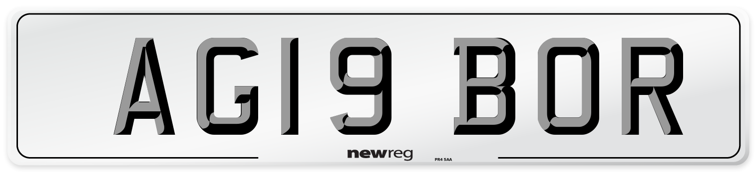 AG19 BOR Number Plate from New Reg